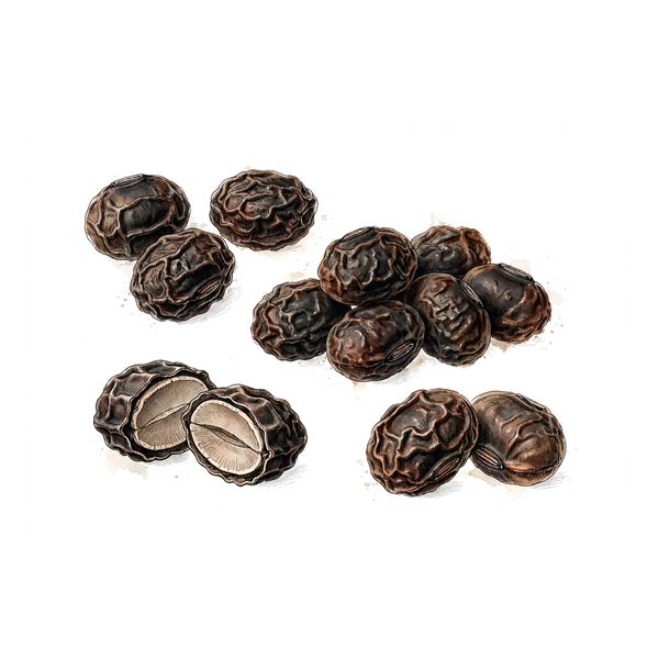 Botanical illustration of fermented soybean (Dan Dou Chi)