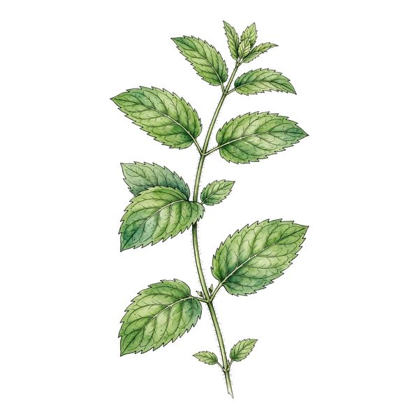 Botanical illustration of mint (Bo He)